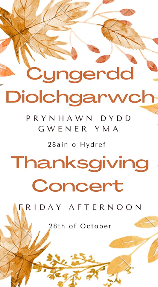 Poster Cyngerdd Diolchgarwch